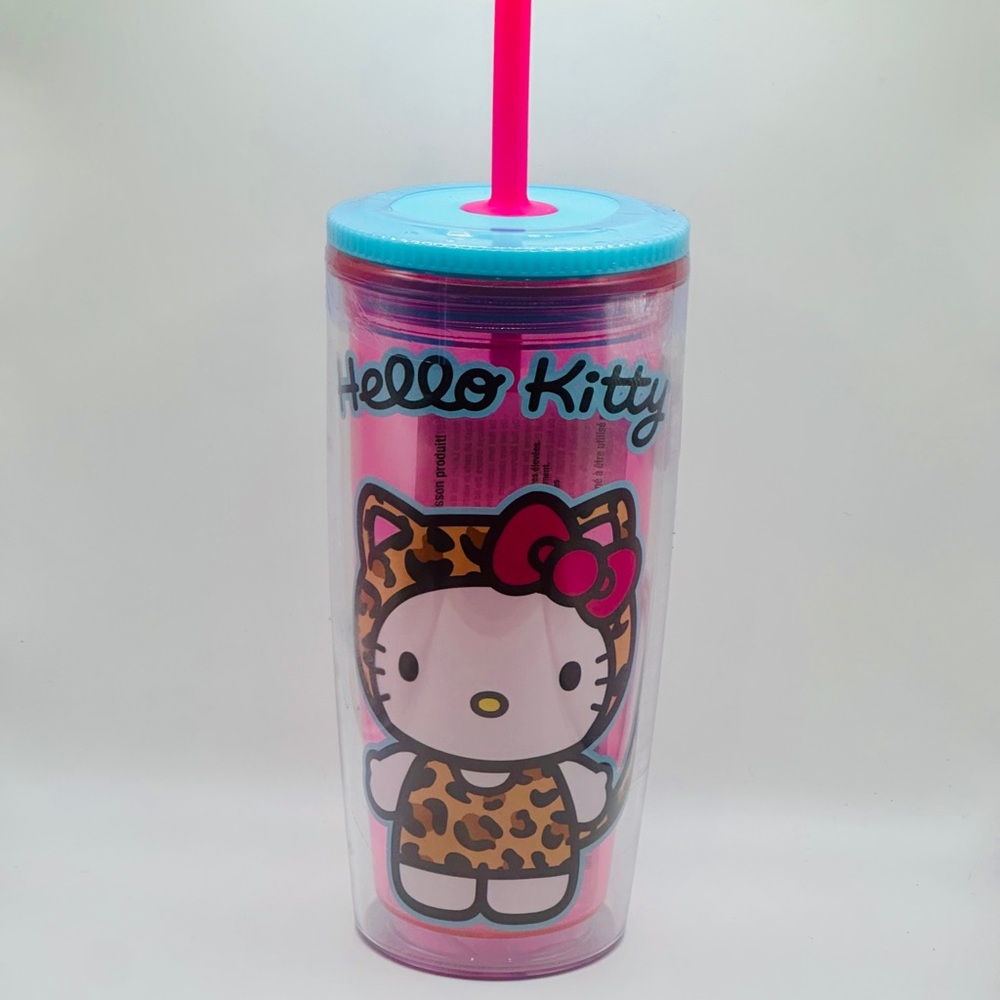 Sanrio Hello Kitty Tumbler with Blue Lid and Pink Straw
